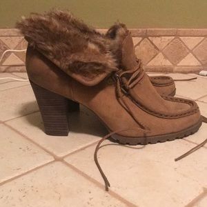 Audrey Brooke faux fur heels